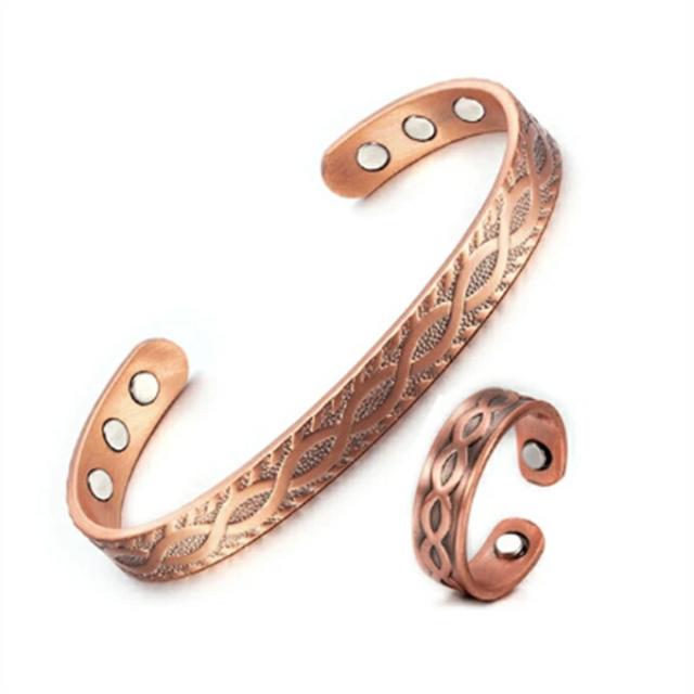 純銅製ジュエリー 純銅磁気ブレスレット エネルギーマグネット付き 磁気ブレスレット ストレス解消 減量 痩身 調節可能 健康エネルギー 高磁石 瞑想 ヨガ 磁気リング 指輪  銅ブレスレットの通販は