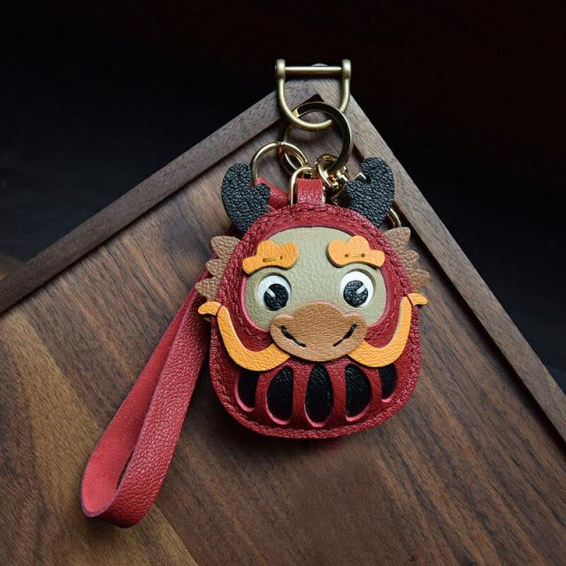 竜 キーホルダー バッグチャーム アクセサリー 革小物 キーリング キーイング 車の鍵 チャーム ストラップ ギフト プレゼント 記念日 お祝い プチギフト 男女兼用 ハンドメイド 天然レザー