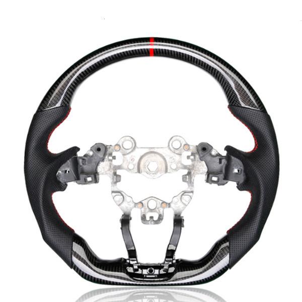 マツダリアルカーボンD型ステアリング　ハンドル　CX-5 KF系　CX-8KG系 CX-3DK系後期　本革パンチングブラックレザー　アドレス内装パーツ