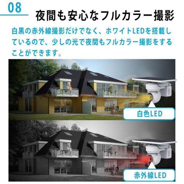 防犯カメラ ソーラー 屋外 家庭用 wifi 500万画素 スマホで操作 ワイヤレス ネットワークカメラ 配線不要 録画 ソーラー監視カメラ ダミー防犯カメラ 防水の通販は