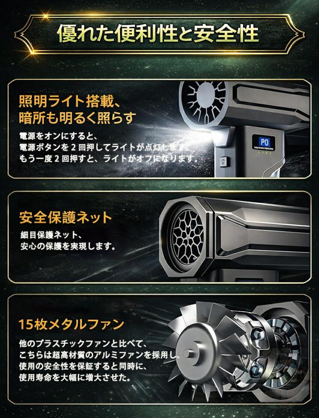 【2026 新発売 】ブロワー 洗車 強力 1200g超強推力 60000RPM高速回転 5段階風量調整 コードレス 小型電動 エアダスター Type-C充電式 高輝度LEDライト付 軽量 携帯便利 洗車 落ち葉 除雪 PC掃除 キーボード エアコン対応 家庭 車内 業務 アウトドア兼用_4