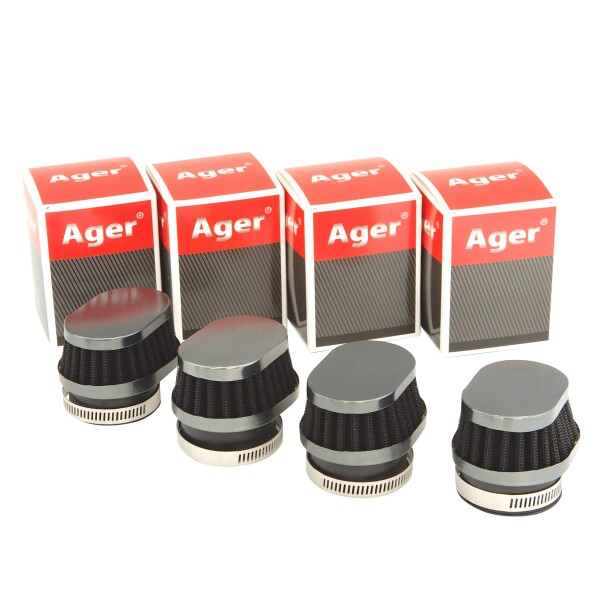 Ager オーバル パワーフィルター ショート ガンメタxブラック 48mm 4個