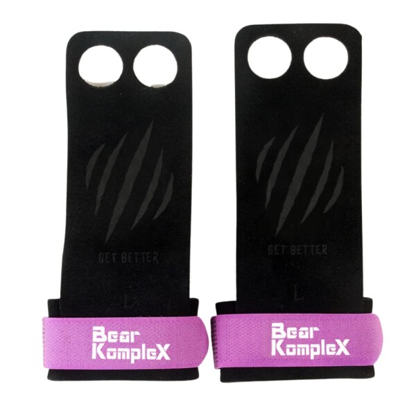 Bear KompleX 2穴レザーハンドグリップのために体操＆クロスフィット、プルアップ、重量挙げ。 ウッズ W、手首のストラップ。リッピング＆水疱からコンフォート＆サポート - 手の保護。 S