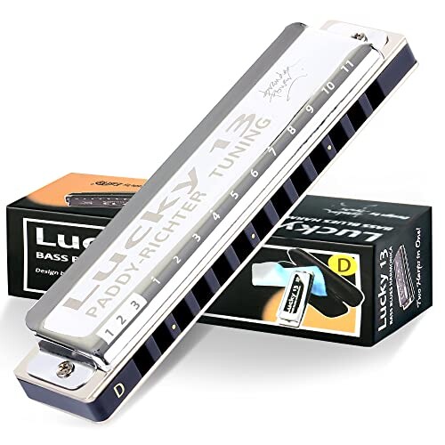 East top ハーモニカ ブルースハーモニカ 13ホール D? ジャズ専門家 大人用 子供用 勉強 練習用 真鍮カバー キャンバスケース Lucky13 (PaddyRichter-D)の通販は