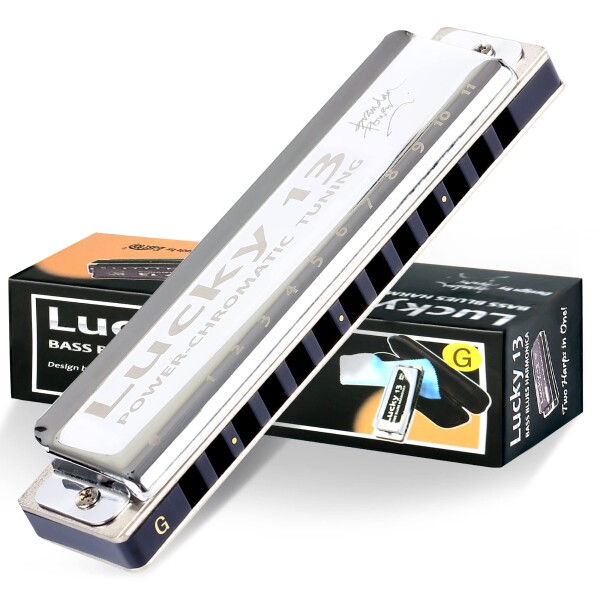 East top ハーモニカ ブルースハーモニカ 13ホール G? ジャズ専門家 大人用 子供用 勉強 練習用 真鍮カバー キャンバスケース Lucky13 (PowerChromatic-G)の通販は
