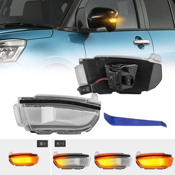 【送料無料】M900A タンク カスタム 純正 左 ドアミラー ウインカー付 S28/シルバー M900A⁄M910A タンク 純正加工LEDシーケンシャルドアミラーウインカー