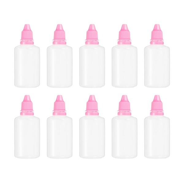 PATIKIL 50ml 液体ドロッパーボトル 10個 PE スクイーザブル ドロップアイドロッパーコンテナ PPキャップ付き ホームトラベル用 ピンク