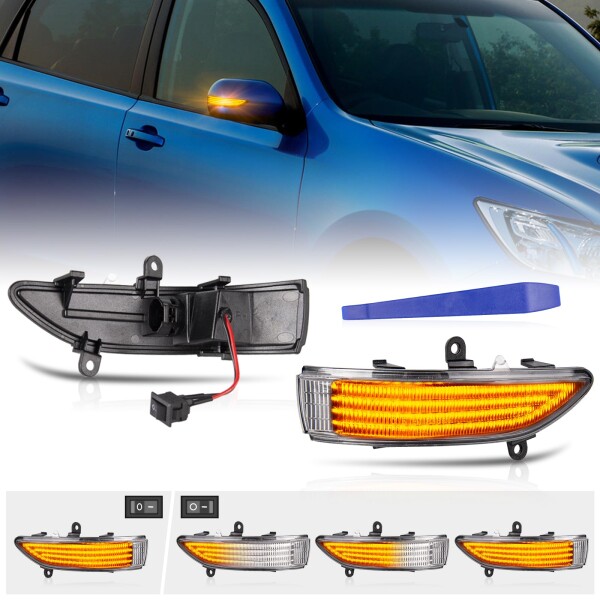 POPMOTORZ スバル LED 流れる ドアミラーフォレスター SH後 レガシィ BLBP後 BMBR前ドアサイドミラー流れる LED ウインカー サイドシーケンシャル アウトバック BP後BR前 クリアレンズの通販は
