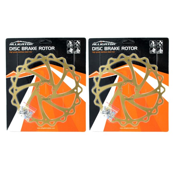 ブレーキパーツ ALLIGATOR Brake iWAVE MTB Road Bike Disc Brake Rotor 203mm, 2PCS, Ti Gold, AR2407