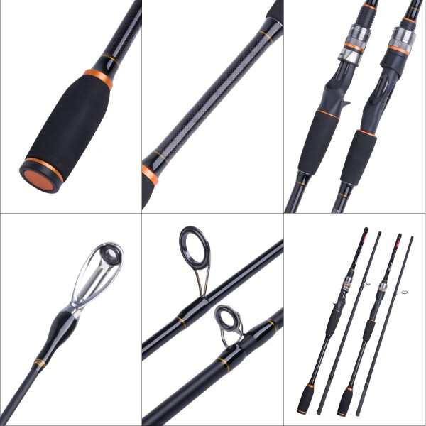 VUONG スピニングロッド/2.4M 8ft ブラック EVAグリップ 釣り