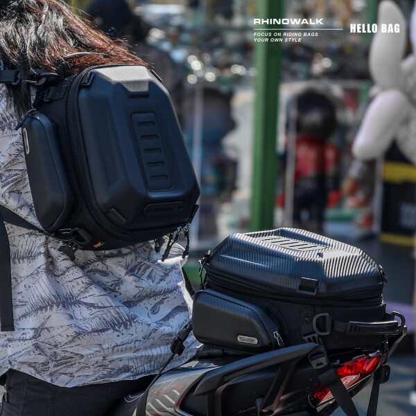 Rhinowalk バイク用シートバッグ 12L-18L容量可変 拡張機能あり ハードシェルバッグ オートバイ用ツーリングバッグ 防水レインカバー付き 取り付け簡単 携帯便利 汎用型バイクバッグ ショの通販は