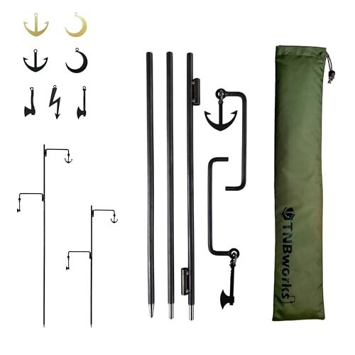 TNBworks ランタンハンガー 黒鉄 日本製 分割 式 コンパクト 収納 2WAY 13mm 黒皮 鉄 打ち込み (イカリ/アックス)の通販は 16,344円