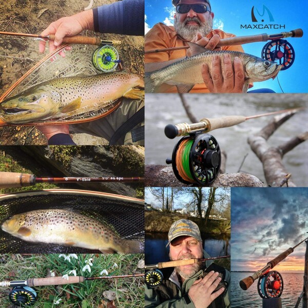 Maxcatch V-goldフライロッドIM12黒鉛4ピースフライフィッシングロッドメッセ・チューブ持って(Size:4/5/6/8 wt) (9ft6wt)