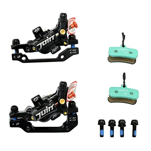 ブレーキ JUIN TECH GT-P 4 Pistons Road CX Hydraulic Disc Brake Caliper Set (F+R), Black, JT2410