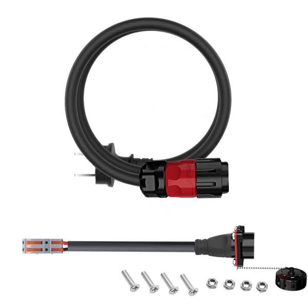 AUTKLERキャンピングカー外部電源入力キット2芯丸型航空防水コネクター, IP67オス-メスソケット20Aに対応(入力ケーブルセット)100Vプラグ 外付けパワーテイクオフ (スイッチなし)