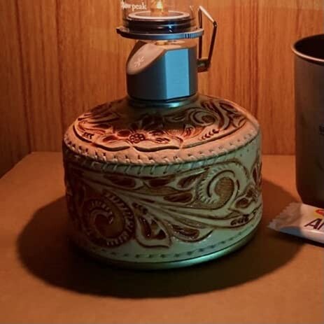 本革カービング　OD缶カバー ガスカートリッジカバー ハンドメイド Amazon | 本革カービング OD缶カバー フラワー柄 カービング