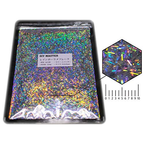 DIY MASTER レインボー ラメ フレーク ロング 0.2mmx3mm (中) 250g