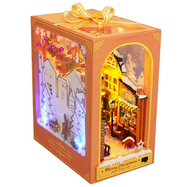 Spilay 1/24 ミニチュア ドールハウス 手作りキット セット 初心者向け+LEDライト、防塵カバー、オルゴール-誕生日、休日、クリスマスプレゼント14歳以上対象 (クリスマス・ブック) 5,790円