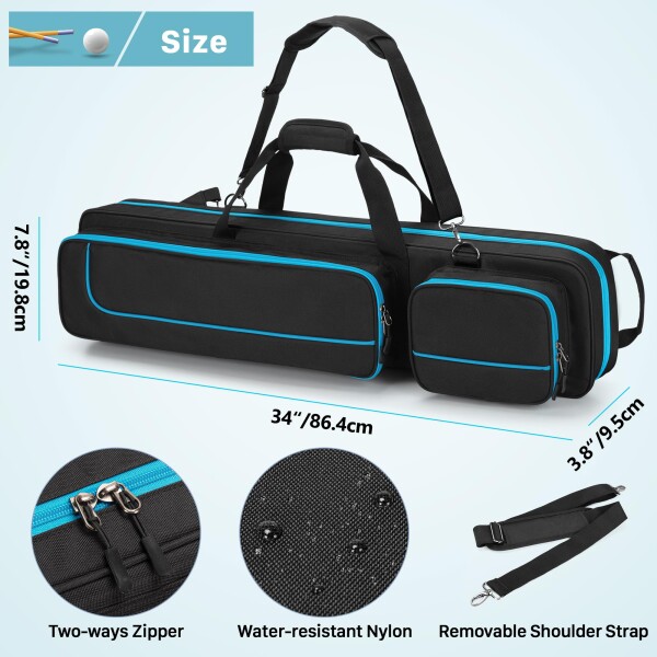 GOBUROS ビリヤードキューケース プールキューケース バット4本と