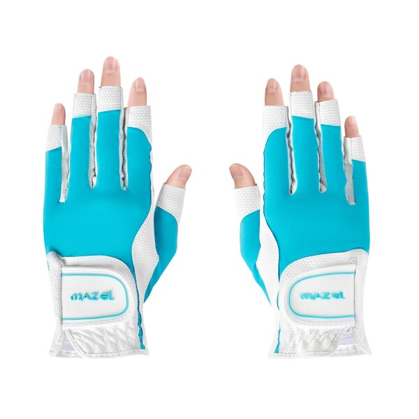 MAZEL (マゼル) ゴルフグローブ レディース 両手用 16~18cm 指先カット仕様 手袋 (ブルー, S (16cm))の通販は 4,713円