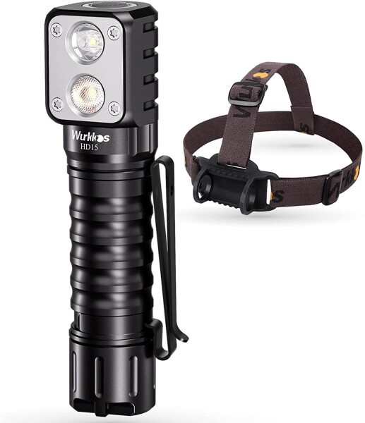 Wurkkos LEDヘッドランプ充電可能、HD15 2000 lm直角フラッシュ、90高CRI LH 351 D LED付き、強力なSST 20 LEDスポットライトヘッドランプ、IPX 8防水、大人のキャンプ徒歩ランニングに適している (HD1