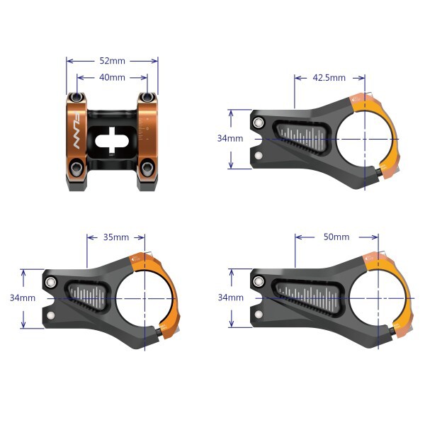Funn イコライザー (Equalizer) バイクステム - ゼロライズ、長さ50mmのステム、35mmのバークランプ、マウンテンバイクとBMXバイク用の0度の自転車ステム (グレー)の通販は