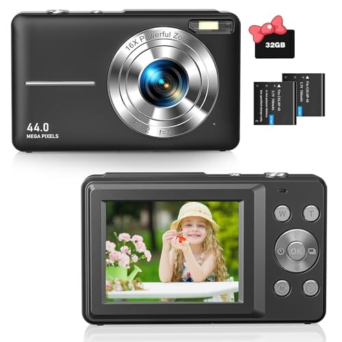 AiTechny デジタルカメラ デジカメ 4400万画素 1080Ｐ動画 16倍ズーム 2.4インチIPSスクリーン ビデオ録画 ウェブカメラ 多機能カメラ ストラップ付き 使いやすい 軽量 小型 子供の日 プレゼンの通販は