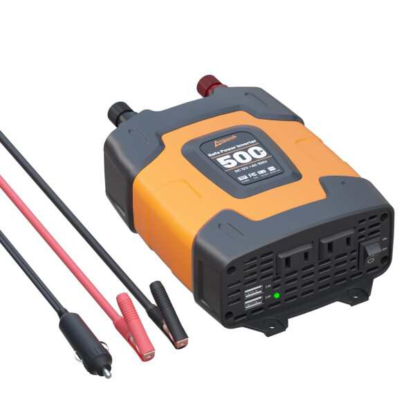 インバーター シガーソケット 500W カーインバーター DC12VをAC100Vに変換 AC2口 修正波 88％以上変換効率 車載用インバーター 12V車専用 コンパクト 日本語取扱書 保証書付きの通販は
