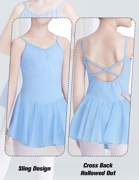 (Daydance) 女の子用バレエレオタード、スカート付キッズダンスレオタード、ダンス用キャミソールバレエ衣装