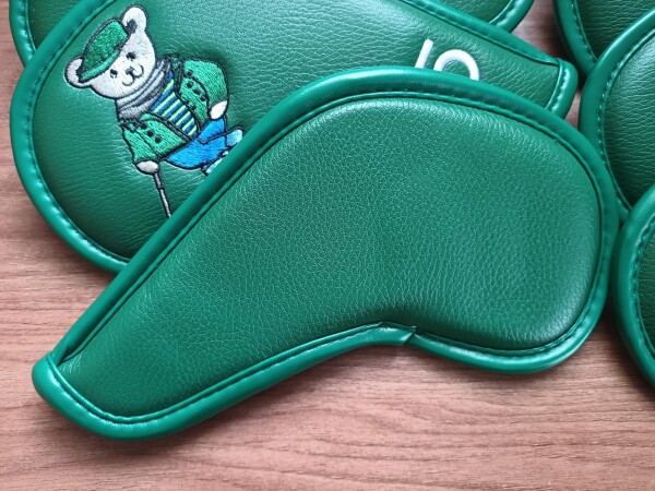 ゴルフクラブヘッドカバー10点セット、アイアン用、熊刺?柄 (グリーン) ゴルフクラブヘッドカバー10点セット、アイアン用、熊刺?柄 (グリーン