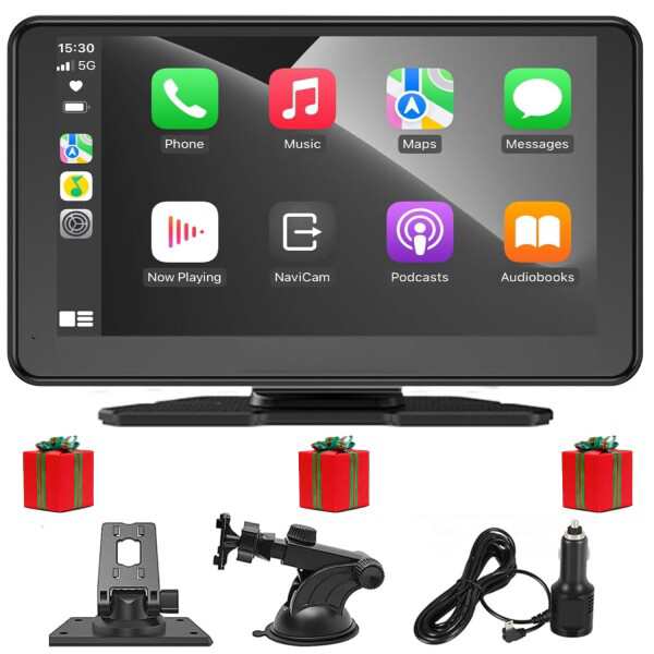 ポータブル カープレイ カーステレオ CarPlay Android Auto 7インチ HD IPS タッチスクリーン WiFi/Bluetooth/AUX入力/車載FM/音楽再生/ナビゲーション 12V-24V対応 日本語説明書の通販は