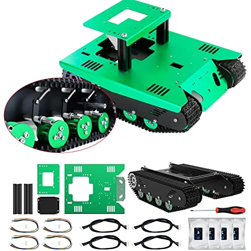 Yahboom 履帯ロボットカーシャーシスターターキット 科学教育STEM UNO ラズベリーパイ 教育モデル STEAM スマートロボット戦車基盤3-DOF メカニカルアーム選択可能、学校教育 (Crawler Chassis+3dof