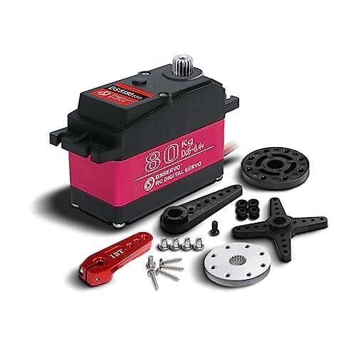 RCmall DS5180 80KG 7.4V デジタル サーボ、高いトルクの金属ギヤは 1/5 のスケール RC 車のボートのクローラー トラックのための IP66 RC のサーボを防水します (180°)