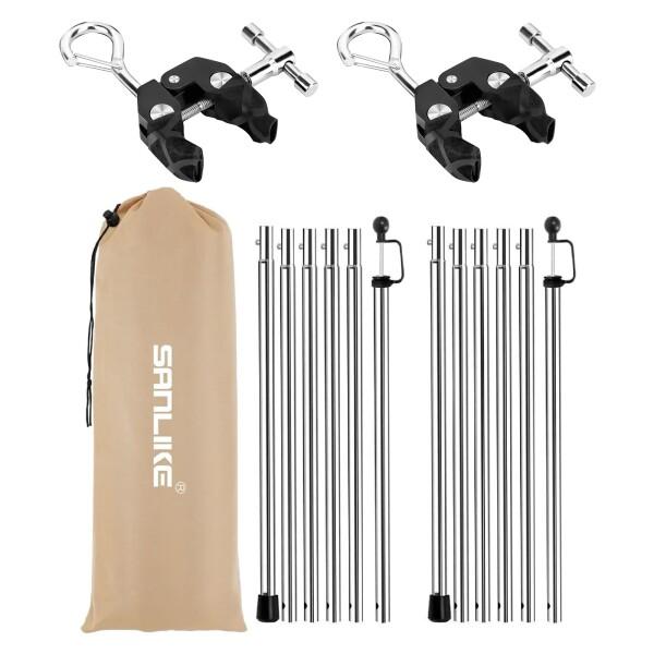 SANLIKE カーサイドタープ用 カージョイント SUV車のルーフに固定 2セット 直径19mmステンレス製 4段階高さ調節 自在金具 タープ部品 タープポール テントポール 組立簡単 収納袋付の通販は 7,793円