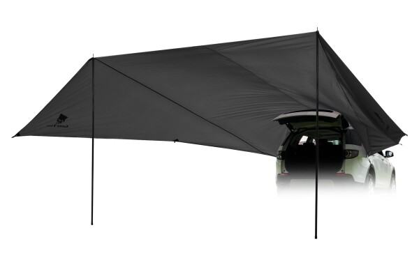 Geer Top カーサイドタープ 車用 リアゲートタープ カーサイドオーニング 大型 20m2広い日陰面積 防水 遮熱 日よけ 設営簡単 アウトドア キャンプ 車中泊 ツーリング ポール2本付き ダーク