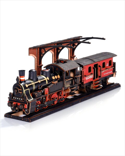 ROKR 立体パズル 蒸気機関車 3D木製パズル おもちゃ ホーム付き インテリア装飾 雰囲気作り 玄関 工作キット DIY クラフト 組み立て 接続剤不要 暇つぶし 知育玩具 中学生 大人向け 初心者の通販は