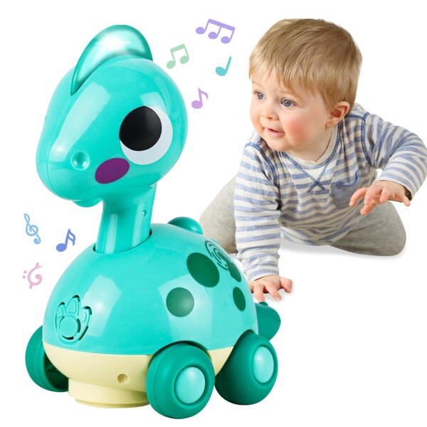 MAVEKID 赤ちゃん おもちゃ 0歳 電子ライトアップハイハイ恐竜 玩具 自動的に障害物を回避する 音楽とLEDライト付き 子供用動くおもちゃ 0歳児 知育玩具 1歳 2歳 1歳 誕生日 プレゼントラン