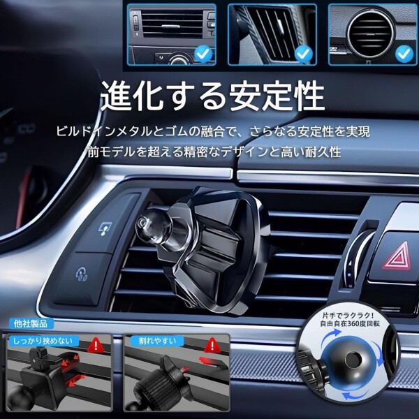 Fudia 車載スマホホルダー 15W急速ワイヤレス充電 赤外線開閉センサー 吸盤＆エアコン吹き出しクリップ 耐久性向上 Qi認証 iPhone/Android 対応 おしゃれ デザイン (黒X赤)の通販は