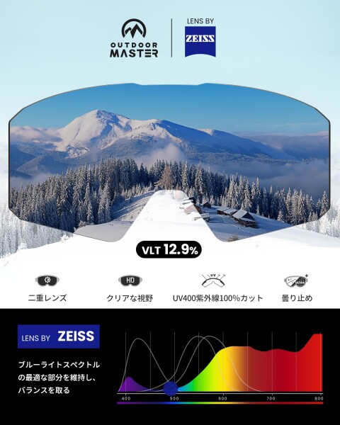 OutdoorMaster) Falcon スキーゴーグル ダブルレンズ 180°広視野