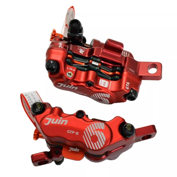 JUIN TECH GTP-6 6ピストン MTB eBike CX 油圧ディスクブレーキキャリパーセット(F+R)、レッド、JT2739 JUIN TECH GTP-6 6ピストン MTB eBike CX 油圧ディスクブレーキ