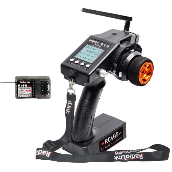 Radiolink RC4GS V3 5CH RC送信機、R6FGジャイロ防水受信機付き、FHSS