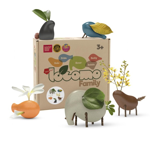 Taksa Toys ロコモファミリーIII 木製動物フィギュア 5体セット - モンテッソーリ・ウォルドルフの知育遊び 3歳から7歳以上向け