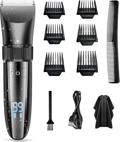 Wisefish バリカン ヘアカッター バリカン メンズ 防水 充電式 大容量充電池内臓 電動バリカン コードレス 2つのモード 5段階刈り高さ調節 6種類ガイドコーム 超低騒音 散髪用 ヘアカッタ