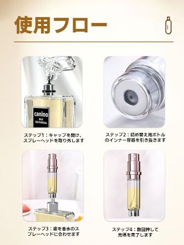 BaraRose アトマイザー 香水 アトマイザー 底部充填5ml 高級レザーケース・携帯用ミニ ポータブル クイック 香水噴霧器 ワンタッチ補充 漏れない コンパクトデザイン 小分けボトル 旅行 デ 詰替容器・アトマイザー