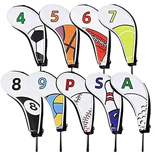 ヘッドカバー アイアンカバー 番手付 9点セット スポーツ ジッパー付き