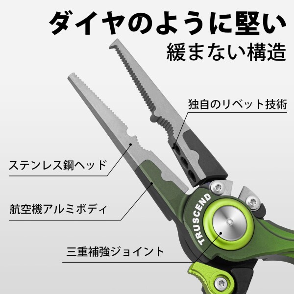 TRUSCEND(トラセンド) 安全ロープ付き フィッシングプライヤー 釣り