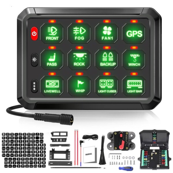 CHELHEAD スイッチパネル 12ギャング RGBバックライト 調光可能