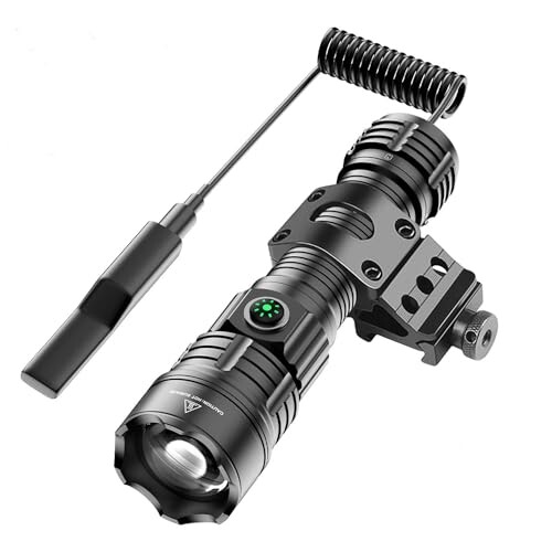 タクティカルライト LED懐中電灯 1200ルーメン 高輝度LED ズーム可能 戦術懐中電灯 +マウントリング(20mmレイル対応) ウエポン/フラッシュライト、リモート&プッシュスイッチ付き (Small)