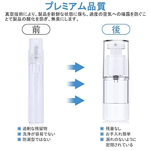 スプレーボトル 15ml 2本 真空スプレー容器 超微細アトマイザー 化粧品小分けボトル 携帯用 真空小分けボトル コスメ用詰替え容器 メイク落とし、シャンプー、トラベルボトル（透明） 詰替容器・アトマイザー