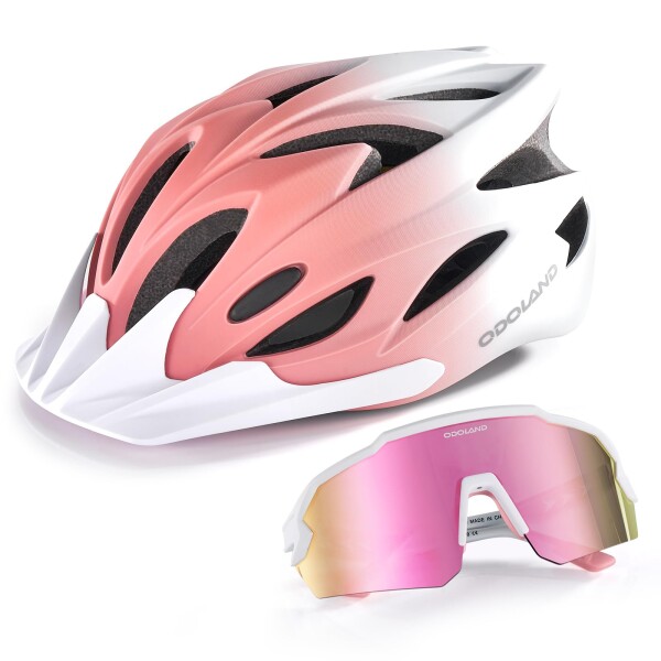 Odoland 自転車ヘルメット+サングラス サンバイザー付き ASTM/CE/CPSC安全規格 高剛性 耐衝撃 超軽量 高通気性 サイズ調整可能 大人用 男女兼用 街乗り 通勤 サイクリング ロードバイク スポ